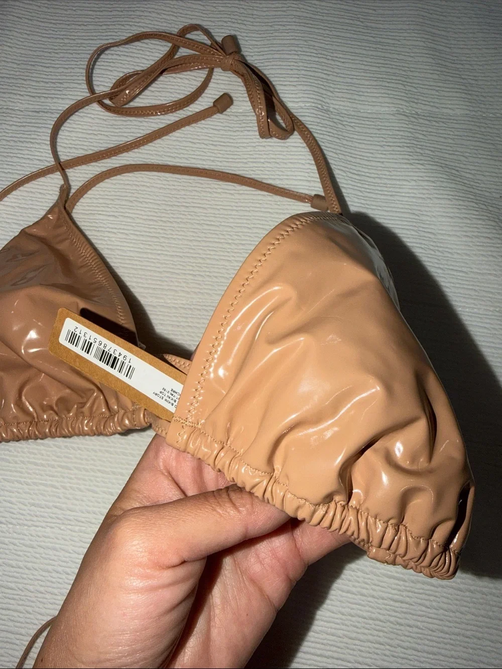 SKIMS Beige Patent Triangle Bikini Set Small